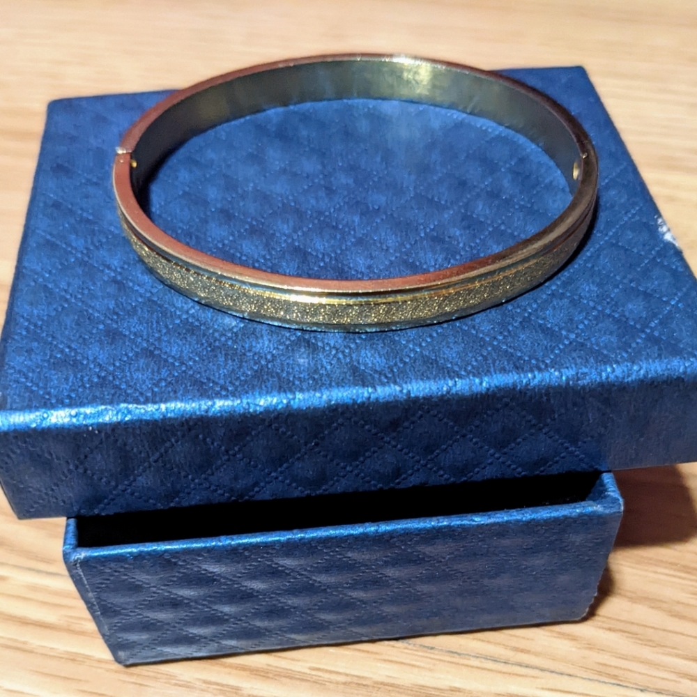 14k Gold Plated Bangle Bracelet Stainless Steel Retro Classic